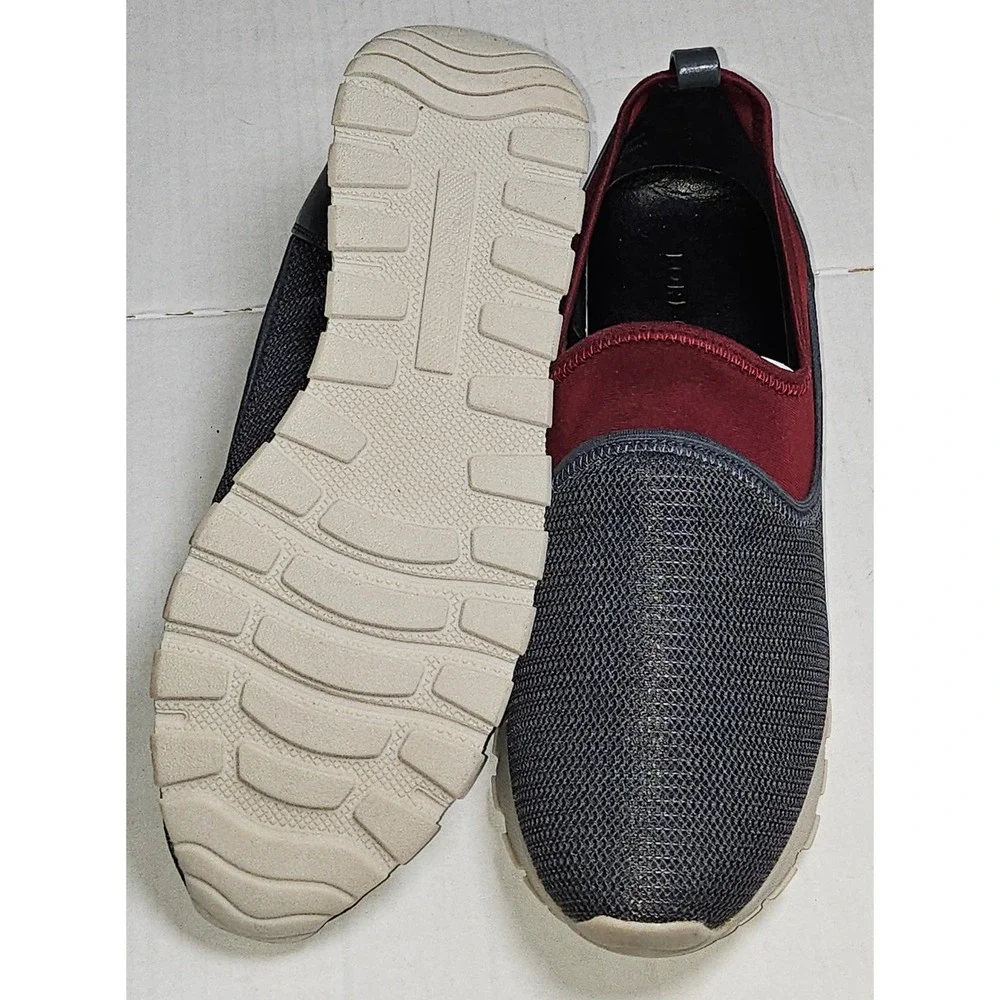 Lori Goldstein LOGO LI-POSY Carbon Grey Mesh Neoprene Slip On Sneakers Women 8.5